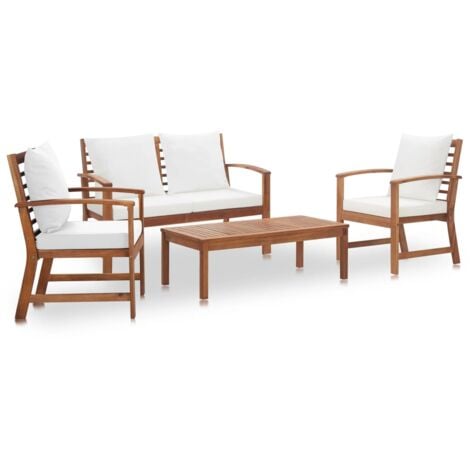 vidaXL 4-tlg. Garten-Lounge-Set mit Auflagen Massivholz Akazie