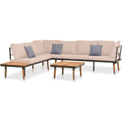 vidaXL 4-tlg. Garten-Lounge-Set mit Kissen Massivholz Akazie