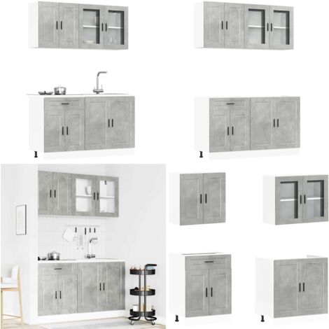 vidaXL 4-tlg. Küchenschrank-Set Kalmar Betongrau Holzwerkstoff