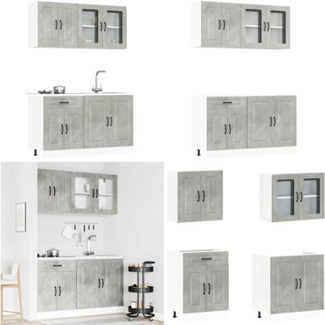 vidaXL 4-tlg. Küchenschrank-Set Kalmar Betongrau Holzwerkstoff
