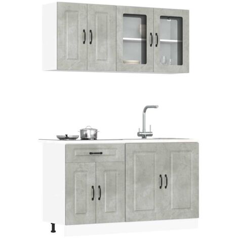 vidaXL 4-tlg. Küchenschrank-Set Kalmar Betongrau Holzwerkstoff