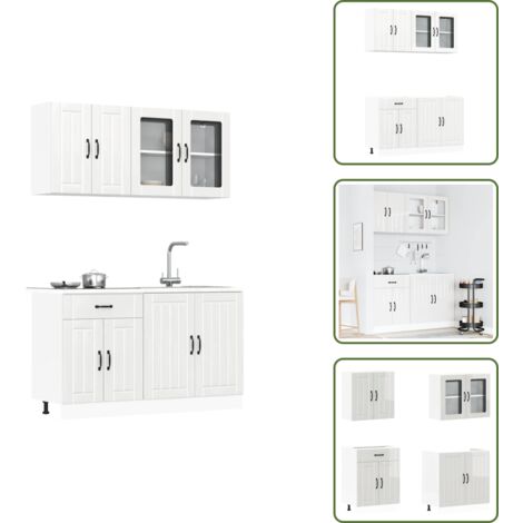 vidaXL 4-tlg. Küchenschrank-Set Kalmar Hochglanz-Weiß Holzwerkstoff