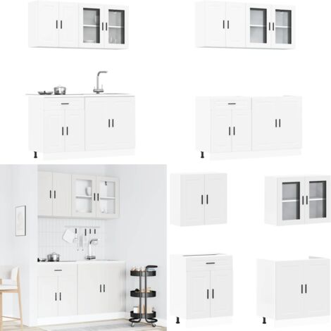 vidaXL 4-tlg. Küchenschrank-Set Kalmar Weiß Holzwerkstoff