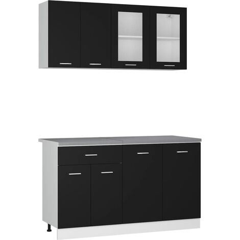 Küchenunterschrank Hängeschrank Hochschrank grau fino schwarz matt 67489942 