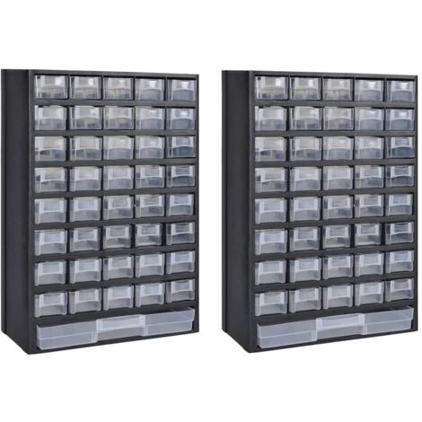vidaXL 41-Drawer Storage Cabinet Tool Box 2 pcs Plastic (2x140305)
