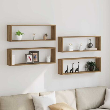 vidaXL 4er Set Wandregale Artisan Eiche 80x15x26 cm Holzwerkstoff