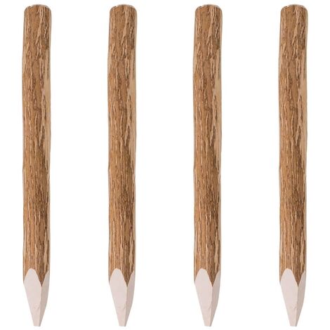 vidaXL 4x Bois de Noisetier Poteaux Pointus de Clôture Piquets de Clôture Ancrage au Sol Jardin Extérieur Patio Terrasse 90/120/150 cm