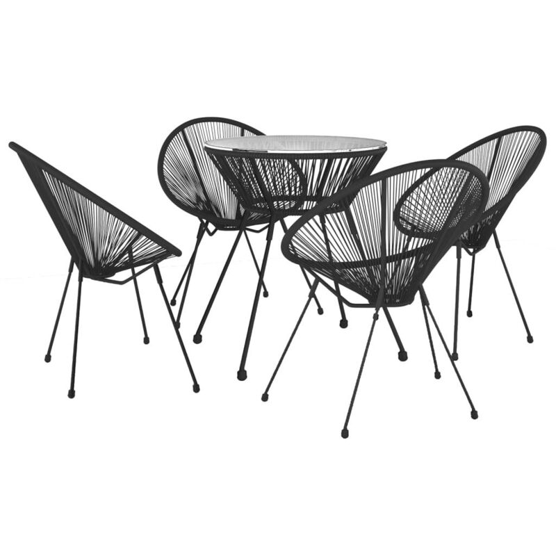 5 Piece Garden Dining Set Black Vidaxl