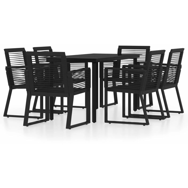 7 Piece Garden Dining Set Black Vidaxl
