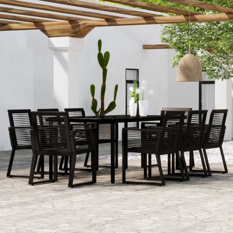9 Piece Garden Dining Set Black Vidaxl