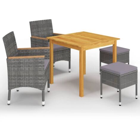 vidaXL 5 Piece Garden Dining Set Grey (147875+310615)