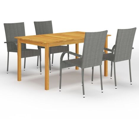 vidaXL 5 Piece Garden Dining Set Grey (147876+310085)
