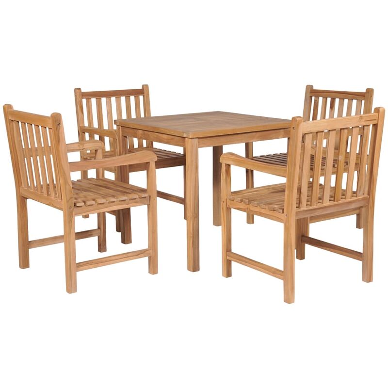 5 Piece Outdoor Dining Set Solid Teak Wood Vidaxl