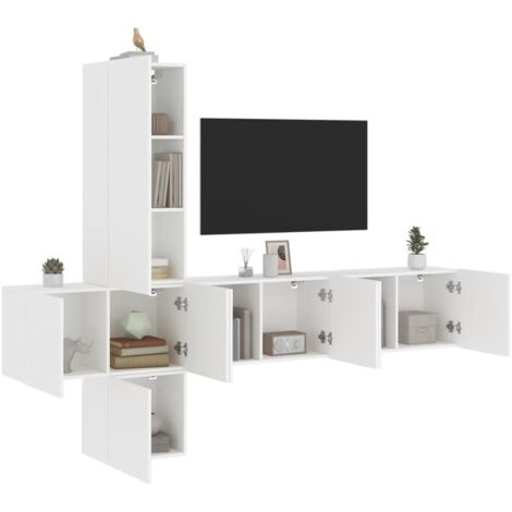 vidaXL 5 Piece TV Wall Units White Engineered Wood