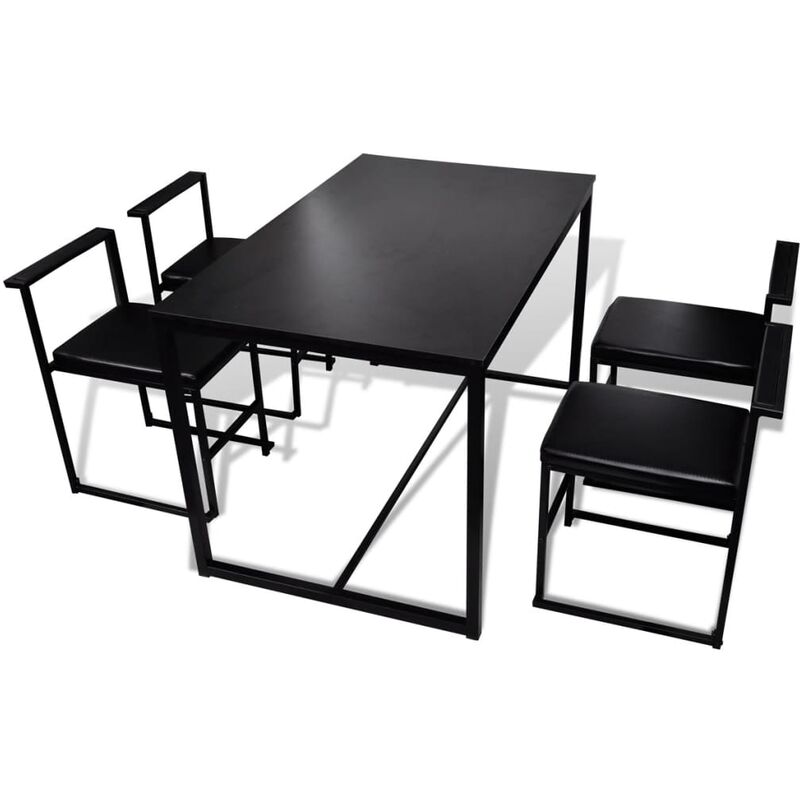 vidaXL Essgruppe Tisch 4 Stühle 5-tlg. Schwarz - Schwarz