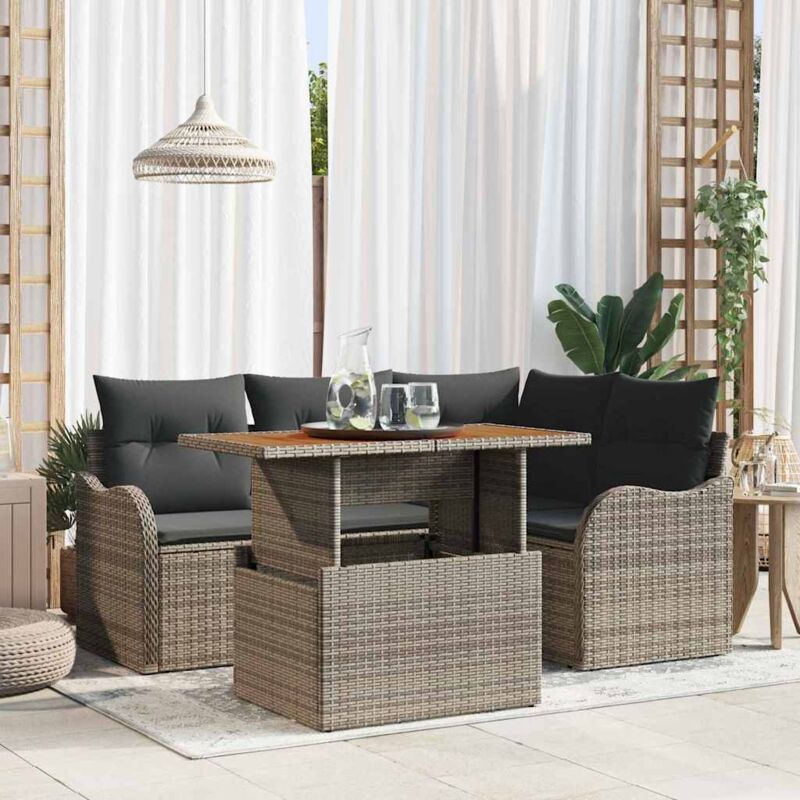 Vidaxl - Garten-sofa-set Mit Kissen Manuell 5 Pcs Grau 100 X 55 X 73 Cm