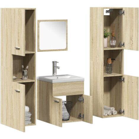 vidaXL 5-tlg. Badmöbel-Set Sonoma-Eiche Holzwerkstoff