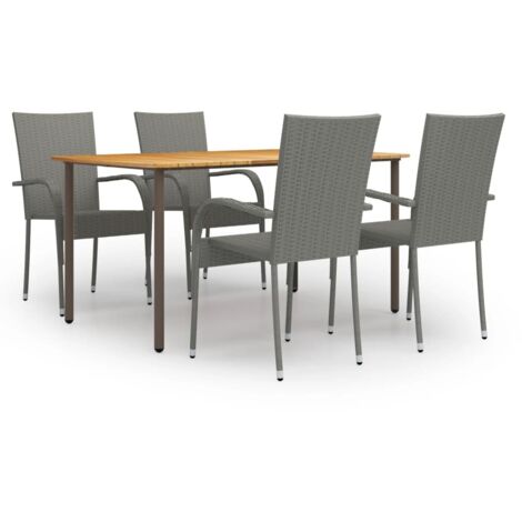 vidaXL 5-tlg. Garten-Essgruppe Poly Rattan Grau