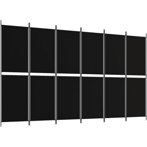 vidaXL 6-Panel Room Divider Black 300x180 cm Fabric