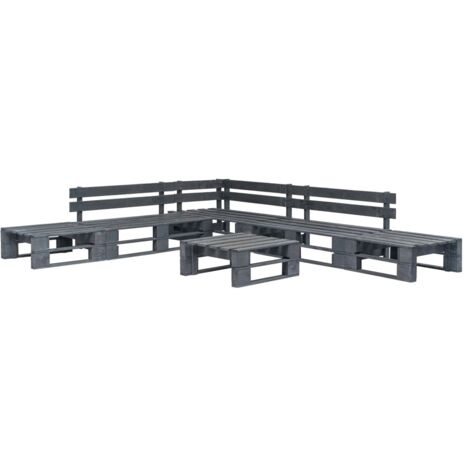 vidaXL 6 Piece Garden Lounge Set Pallets Wood Grey (3x44696+2x44697+44698)