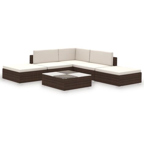 vidaXL Outdoor Lounge Set 15 Pieces Poly Rattan Furniture Seat Brown/Black