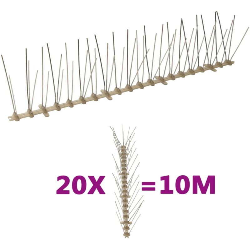 20-tlg. Vogelabwehr-spikes-set 10 M Kunststoff 5-reihig Vidaxl