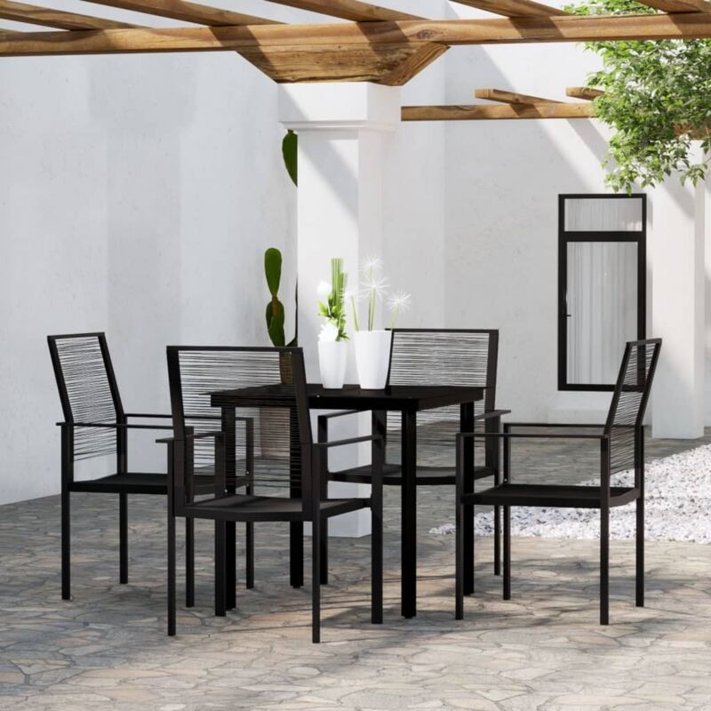 5 Piece Garden Dining Set Black Vidaxl
