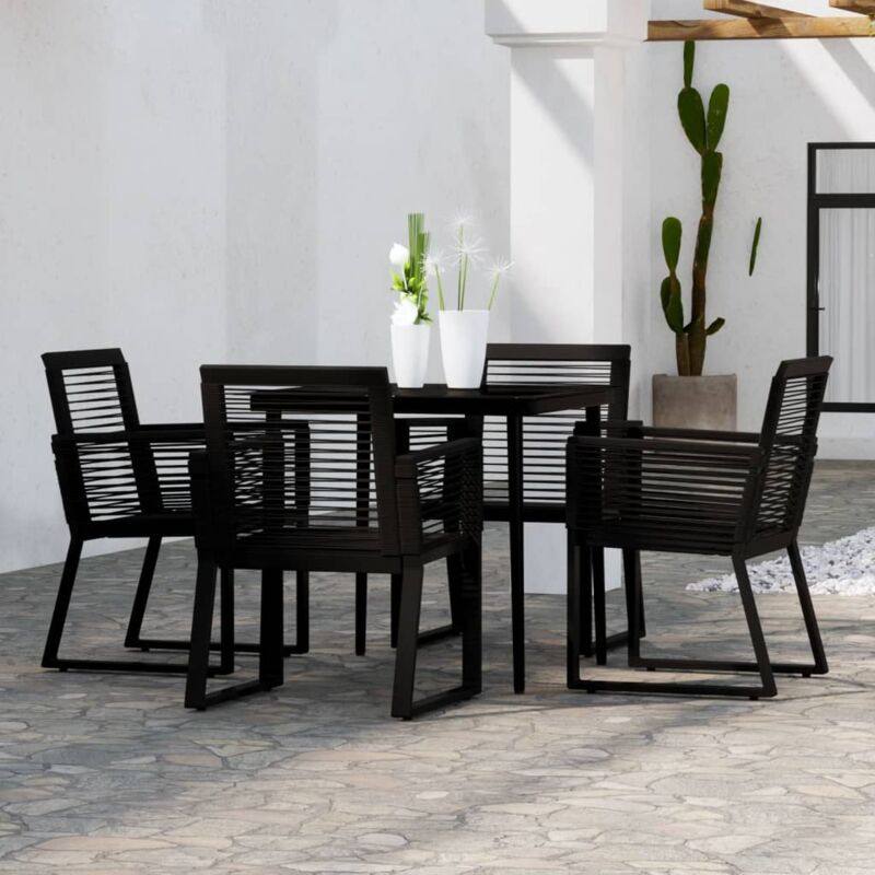 5 Piece Garden Dining Set Black Vidaxl