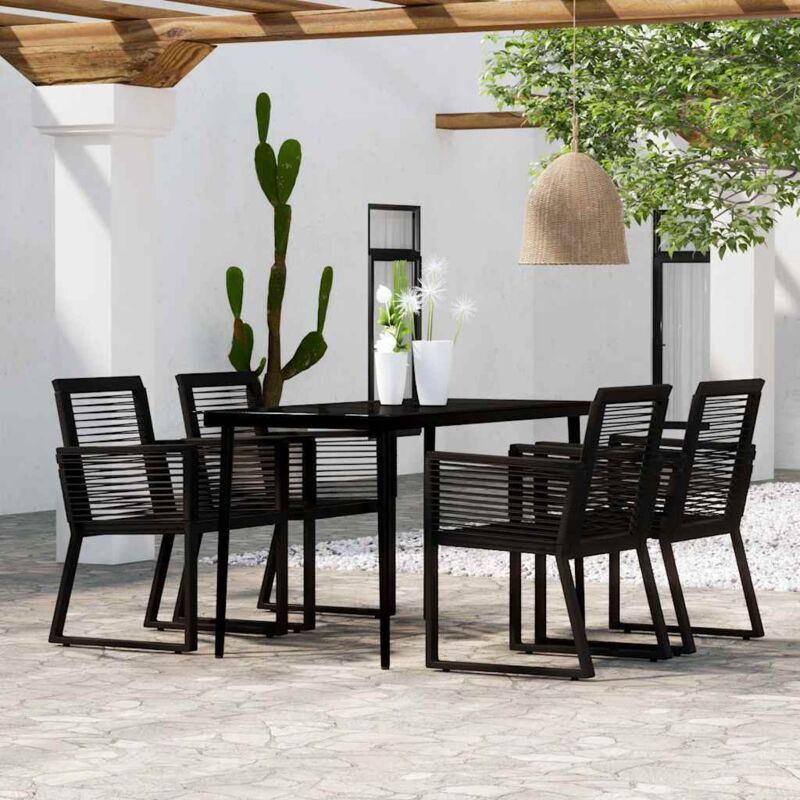 5 Piece Garden Dining Set Black Vidaxl