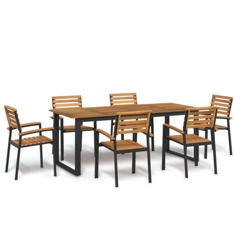 vidaXL 7 Piece Garden Dining Set Solid Wood Acacia and Metal