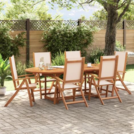 vidaXL 7 Piece Garden Dining Set Solid Wood Acacia and Textilene