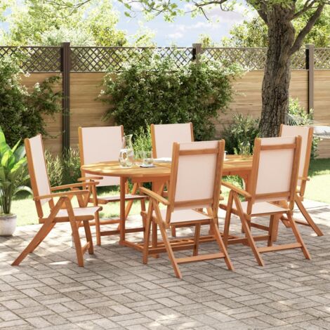 vidaXL 7 Piece Garden Dining Set Solid Wood Acacia and Textilene