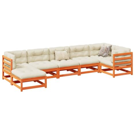 vidaXL 7 Piece Garden Sofa Set Wax Brown Solid Wood Pine