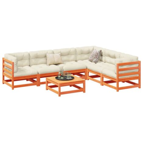 vidaXL 7 Piece Garden Sofa Set Wax Brown Solid Wood Pine