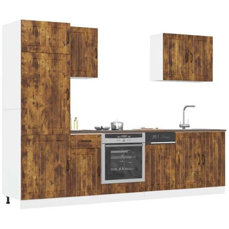 vidaXL 7 Piece Kitchen Cabinet Set Lucca Smoked Oak Engineered Wood