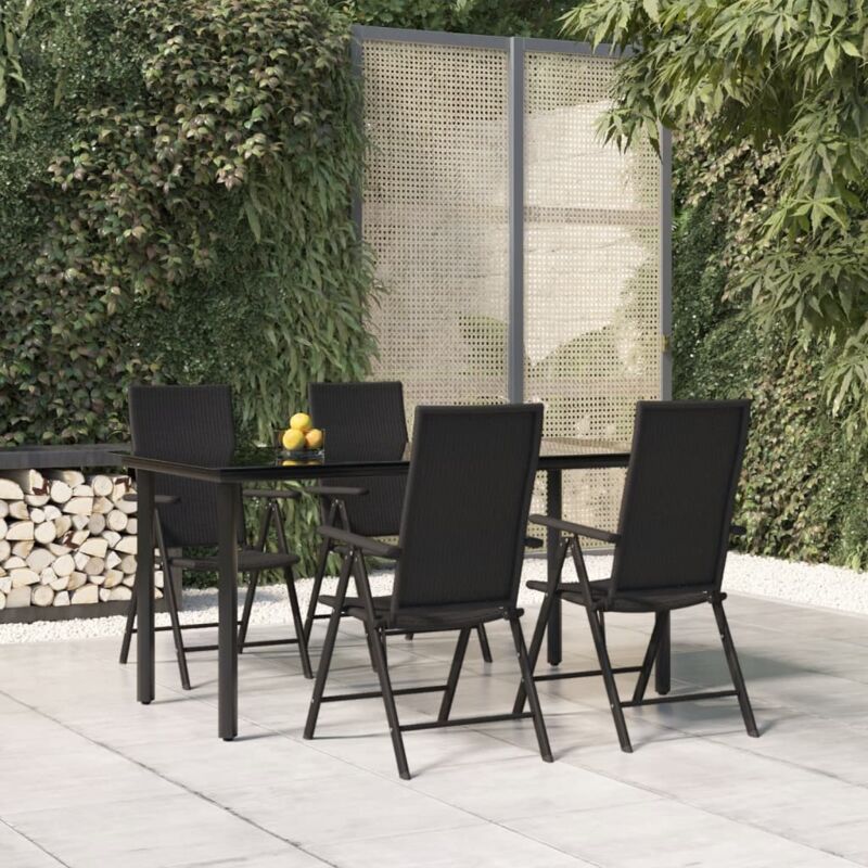 5-tlg. Garten-essgruppe Schwarz Poly Rattan - Vidaxl