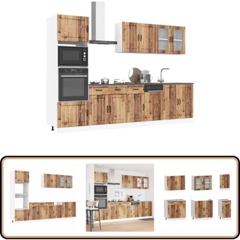 vidaXL 7-tlg. Küchenschrank-Set Kalmar Altholz-Optik Holzwerkstoff