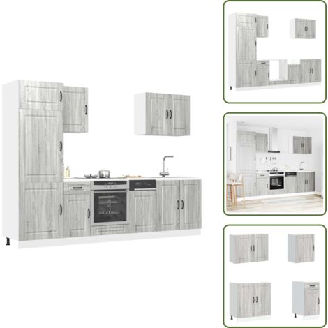 vidaXL 7-tlg. Küchenschrank-Set Kalmar Grau Sonoma Holzwerkstoff