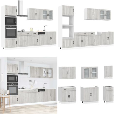 vidaXL 7-tlg. Küchenschrank-Set Kalmar Grau Sonoma Holzwerkstoff
