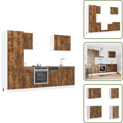 vidaXL 7-tlg. Küchenschrank-Set Kalmar Räuchereiche Holzwerkstoff