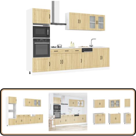 vidaXL 7-tlg. Küchenschrank-Set Kalmar Sonoma-Eiche Holzwerkstoff