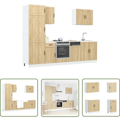 vidaXL 7-tlg. Küchenschrank-Set Kalmar Sonoma-Eiche Holzwerkstoff