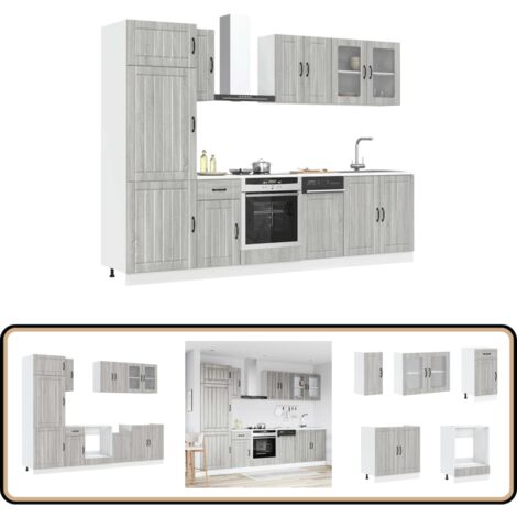 vidaXL 8-tlg. Küchenschrank-Set Kalmar Grau Sonoma Holzwerkstoff