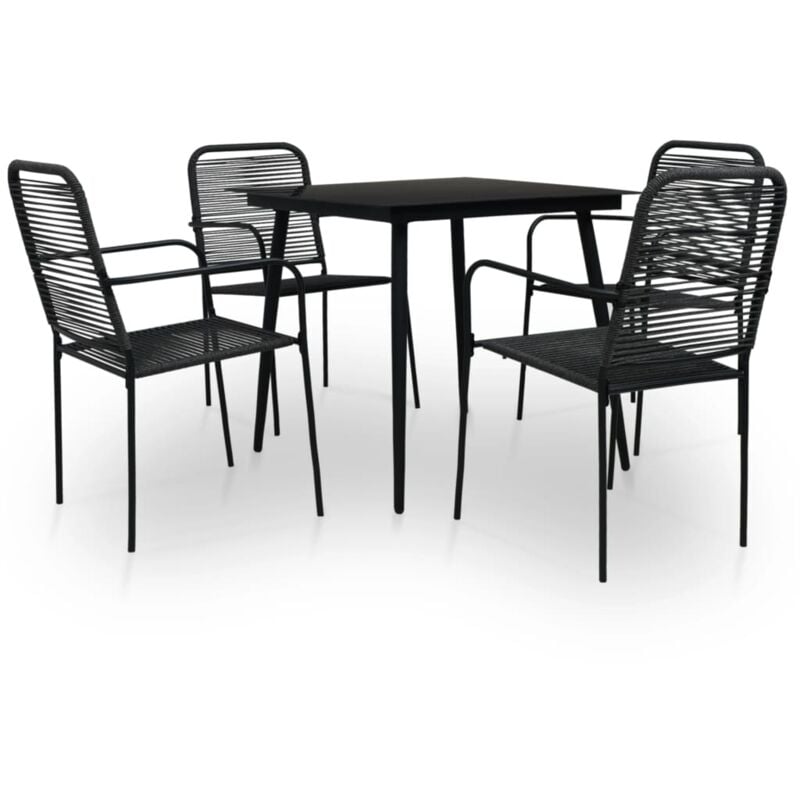 5 Piece Outdoor Dining Set Cotton Rope and Steel Black Vidaxl