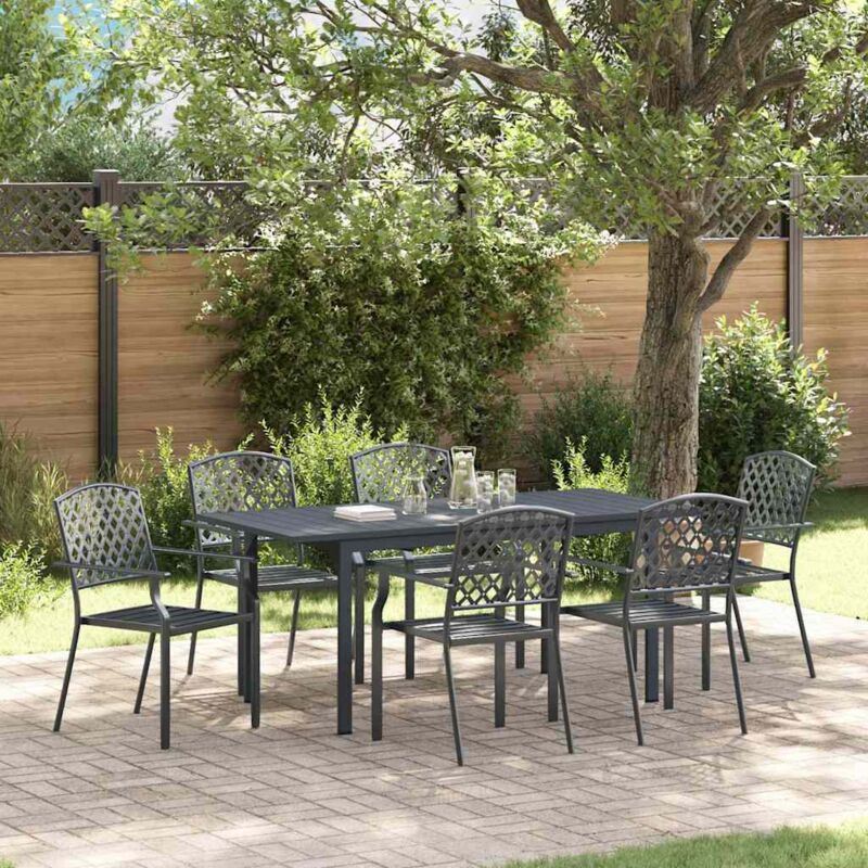 Garten Essgruppe 7 Pcs Anthrazit Stahl Vidaxl