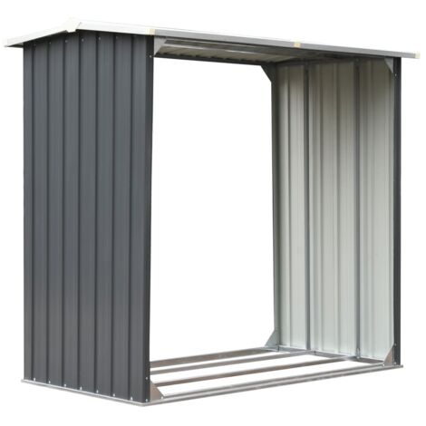 Vidaxl – Abri à bûches en acier galvanisé 172x91x154 cm – Structure stable avec tubes renforcés – Toit incliné pour évacuation pluie