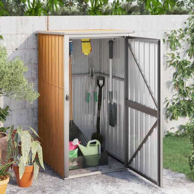 Abri à outils de jardin marron 88x89x161 cm acier galvanisé vidaXL