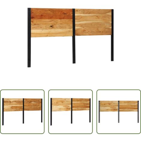 vidaXL Acacia -  Cabecero 180 cm Madera Maciza Acacia y Hierro