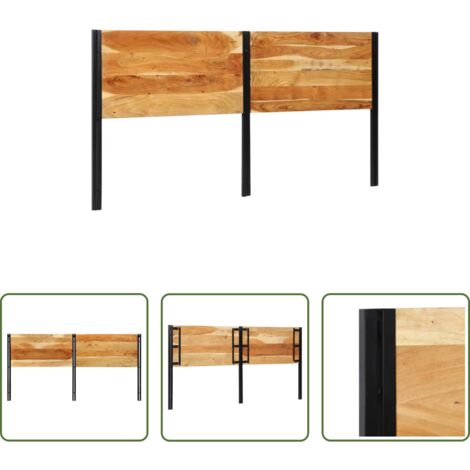 vidaXL Acacia -  Cabecero 200 cm Madera Maciza Acacia y Hierro