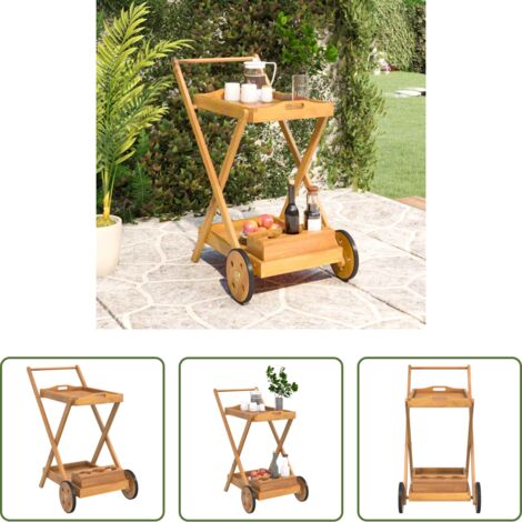 vidaXL Acacia -  Carrito camarera madera maciza de acacia 54x87x90 cm